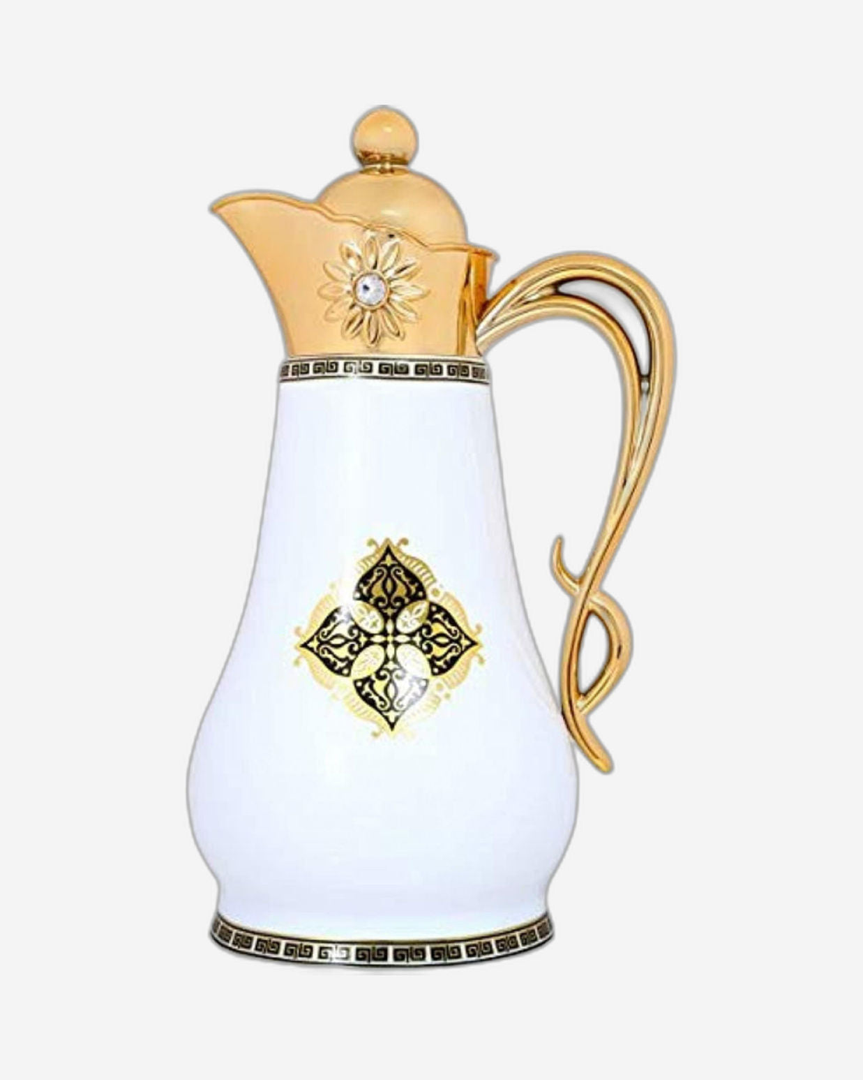 Shallow Bone China Arabic Dallah 1 Litre Flask, Elegant Porcelain Coffee Pot for Arabic Coffee, Tea & Hot Beverages