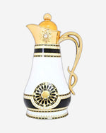 Shallow Bone China Arabic Dallah 1 Litre Flask, Elegant Porcelain Coffee Pot for Arabic Coffee, Tea & Hot Beverages