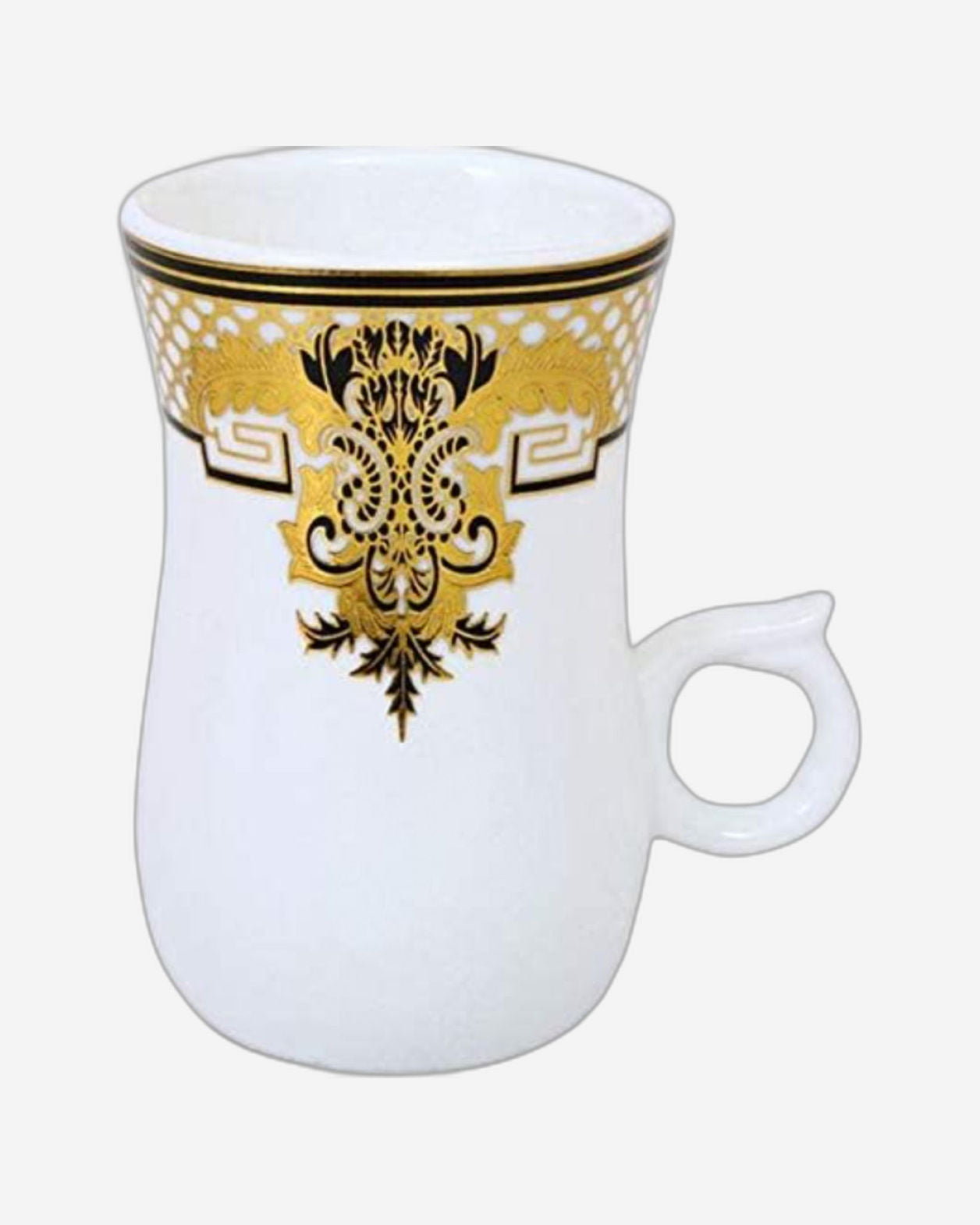 Shallow Bone China 12 Pcs Istikan Cups & Saucer Set, Elegant Porcelain Turkish Tea Cups for Coffee, Tea & Hot Beverages