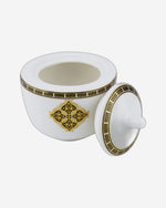 Shallow Bone China 1 Pcs Sugar Pot with Spoon, Elegant Porcelain Sugar Bowl for Tea, Coffee & Hot Beverages