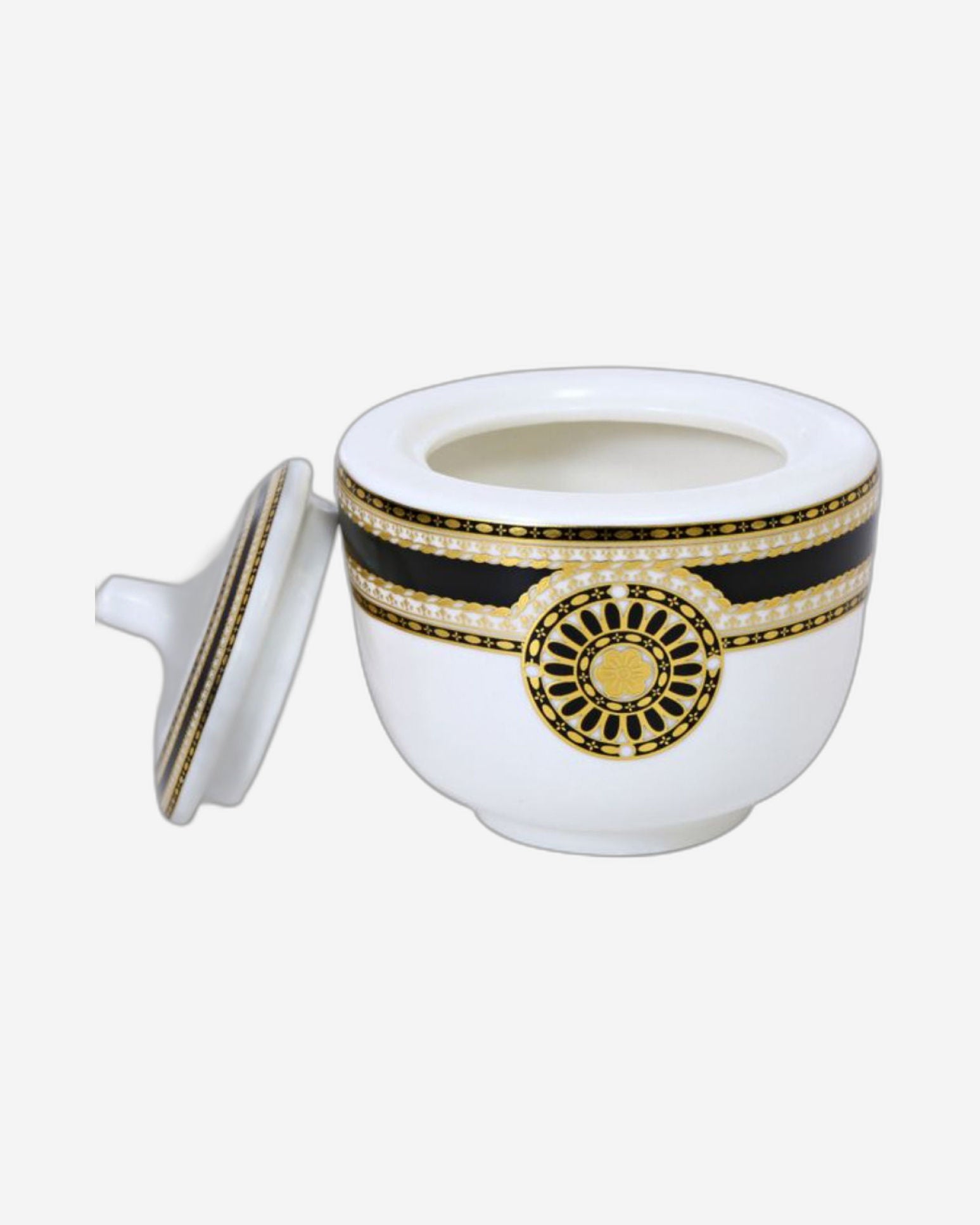 Shallow Bone China 1 Pcs Sugar Pot with Spoon, Elegant Porcelain Sugar Bowl for Tea, Coffee & Hot Beverages