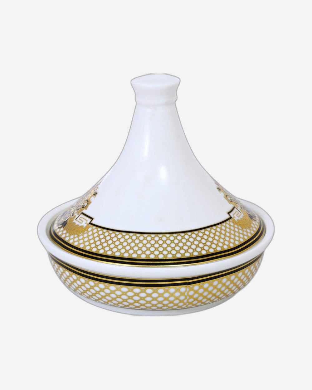 Shallow Bone China Tajine Set with Cover 6 Inches (15 cm), Elegant Porcelain Moroccan Cooking Pot for Stews & Dishes