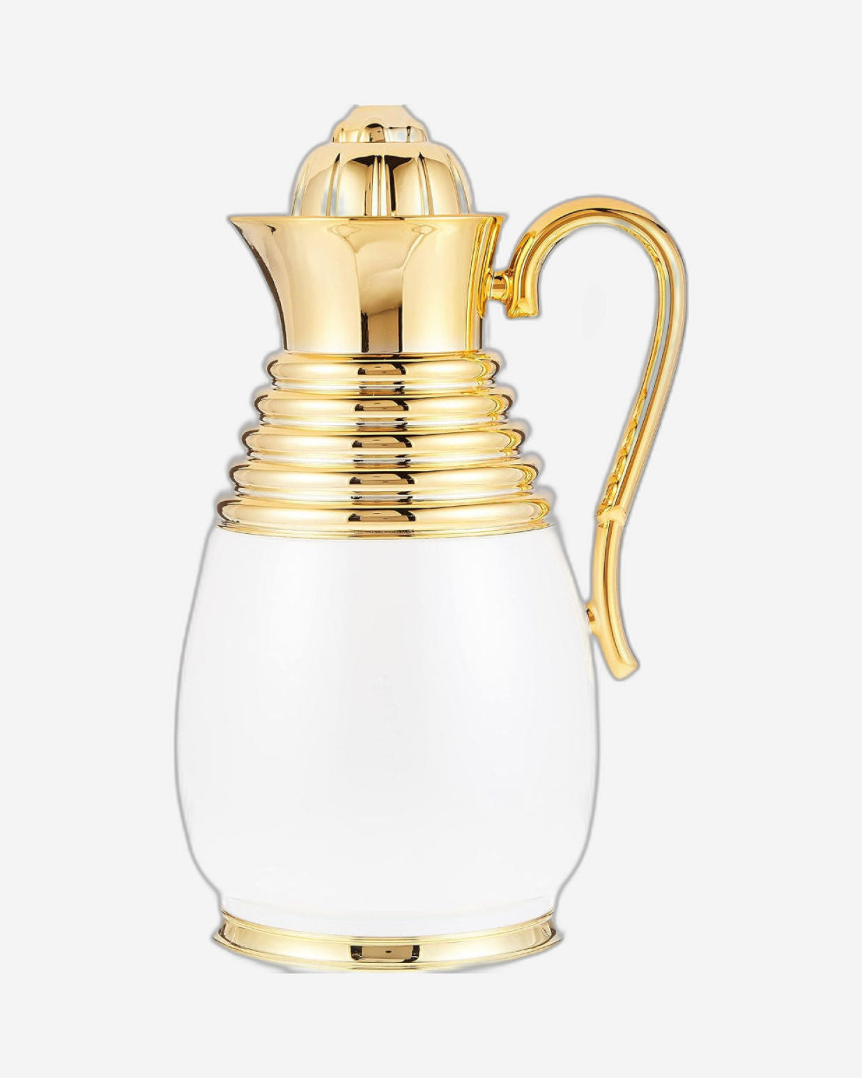 Nessan Arabic Dallah 1.0L, White/Gold | Elegant Stainless Steel Traditional Coffee Pot for Arabic Coffee & Beverages