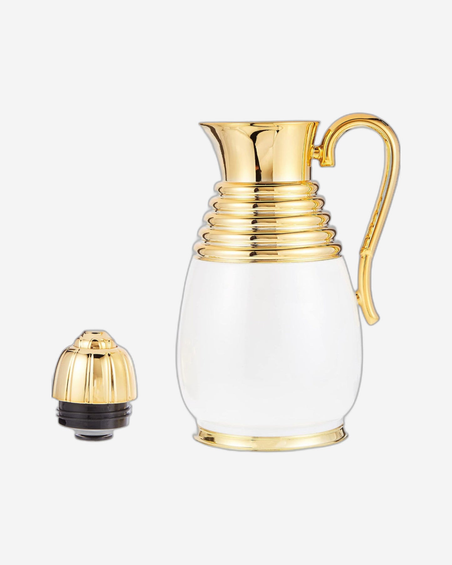 Nessan Arabic Dallah 1.0L, White/Gold | Elegant Stainless Steel Traditional Coffee Pot for Arabic Coffee & Beverages