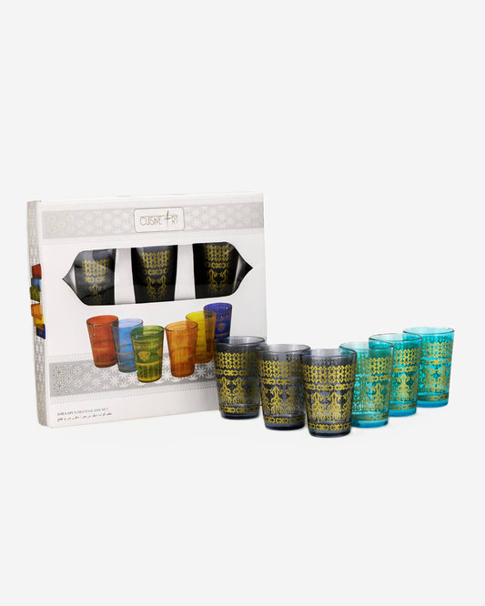 Cuisine Art Brass Moroccan Jora Deco Glass Set 6Pc V2