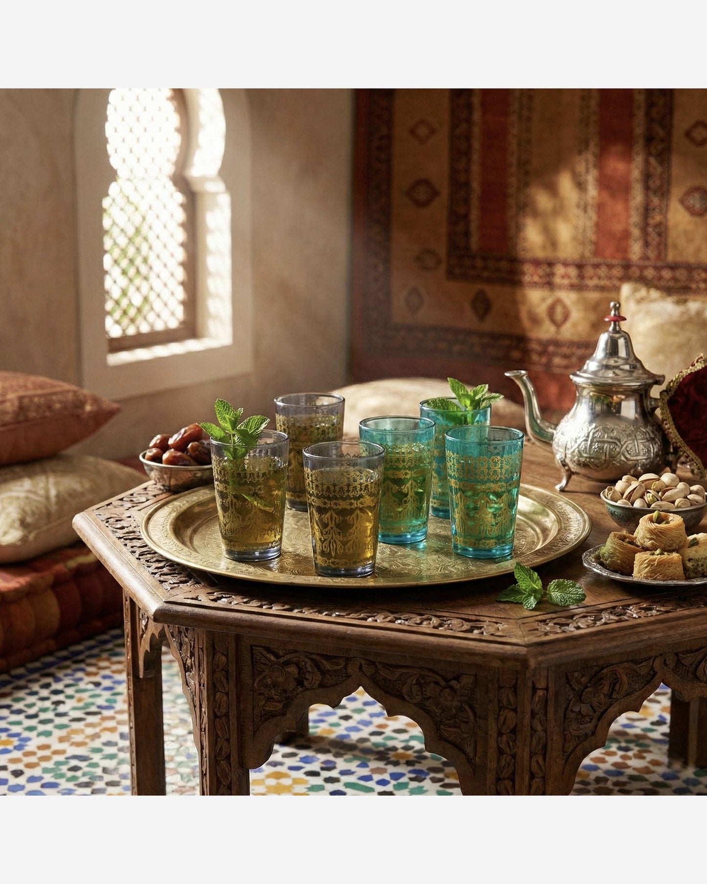 Cuisine Art Brass Moroccan Jora Deco Glass Set 6Pc V2