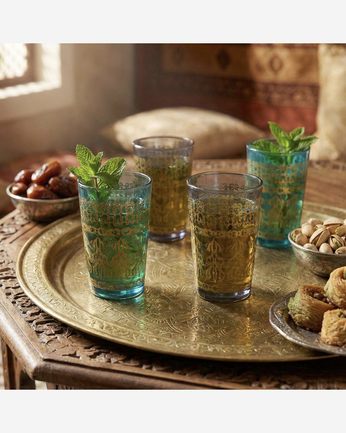 Cuisine Art Brass Moroccan Jora Deco Glass Set 6Pc V2