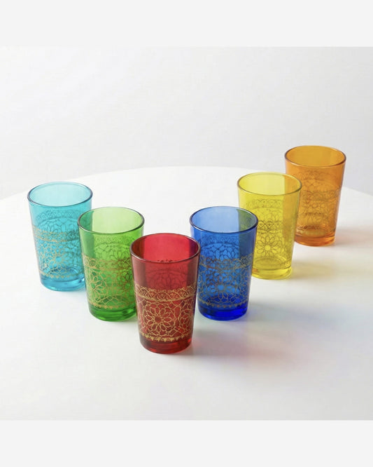 Cuisine Art Brass Moroccan Jora Deco Glass Set 6Pc V3