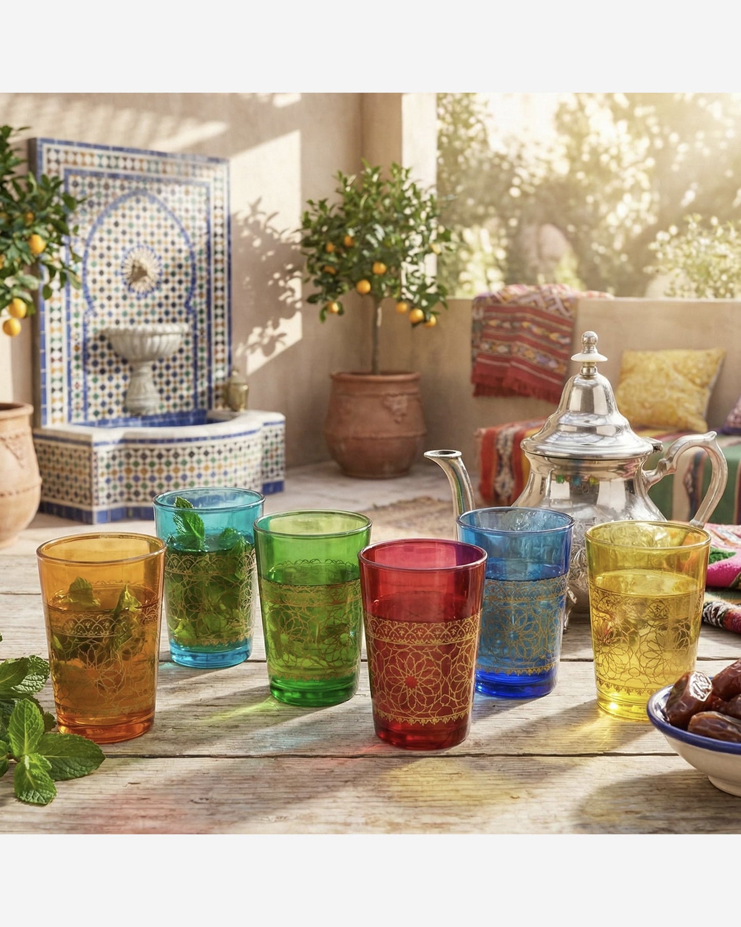 Cuisine Art Brass Moroccan Jora Deco Glass Set 6Pc V3
