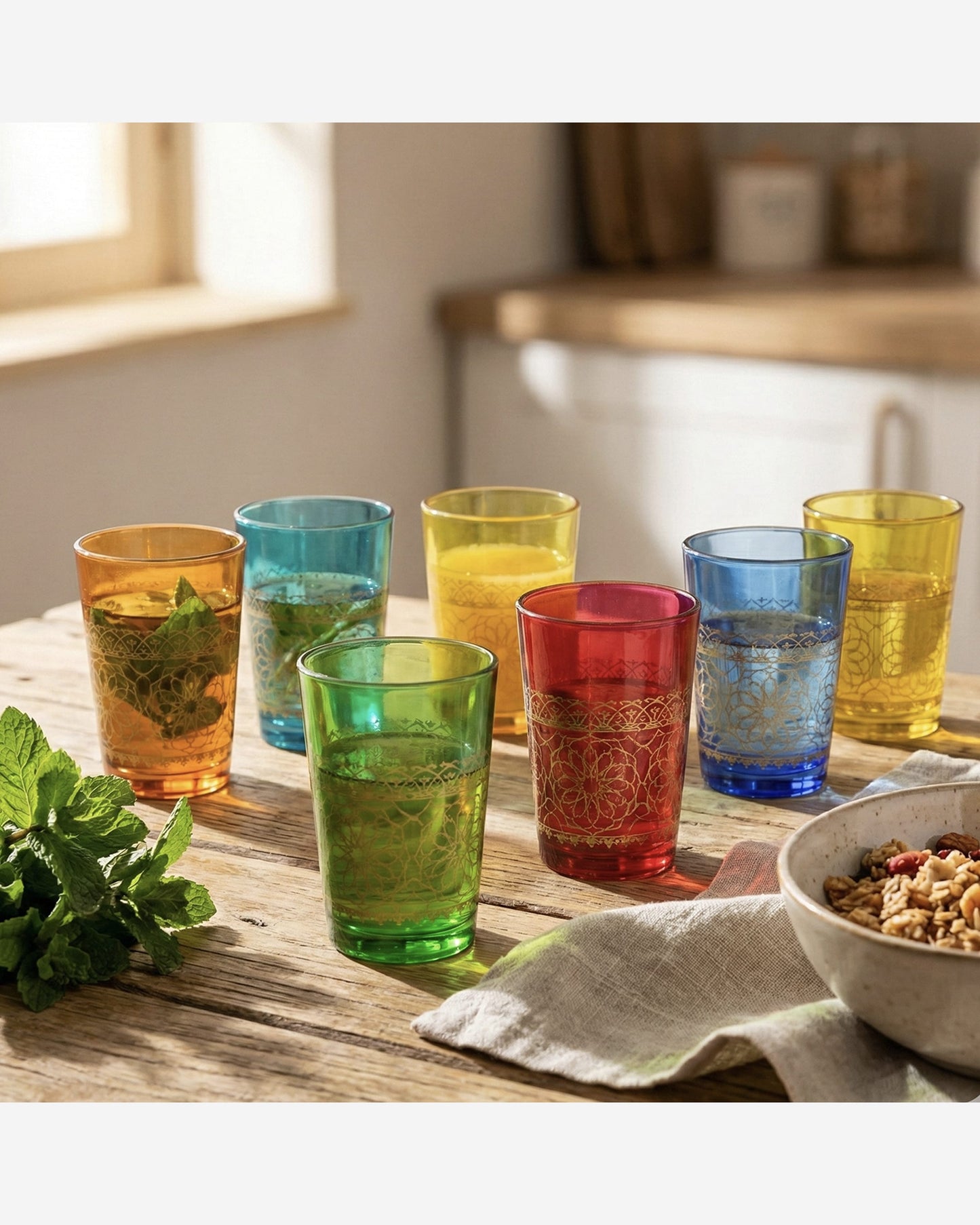 Cuisine Art Brass Moroccan Jora Deco Glass Set 6Pc V3