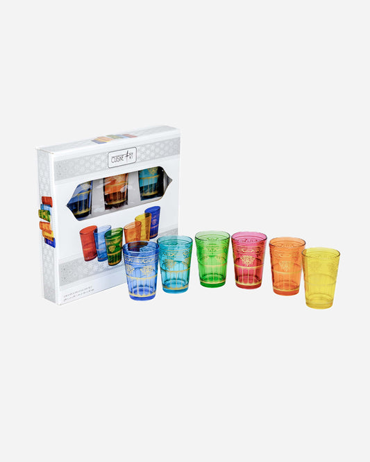 Cuisine Art Brass Moroccan Jora Deco Glass Set 6Pc