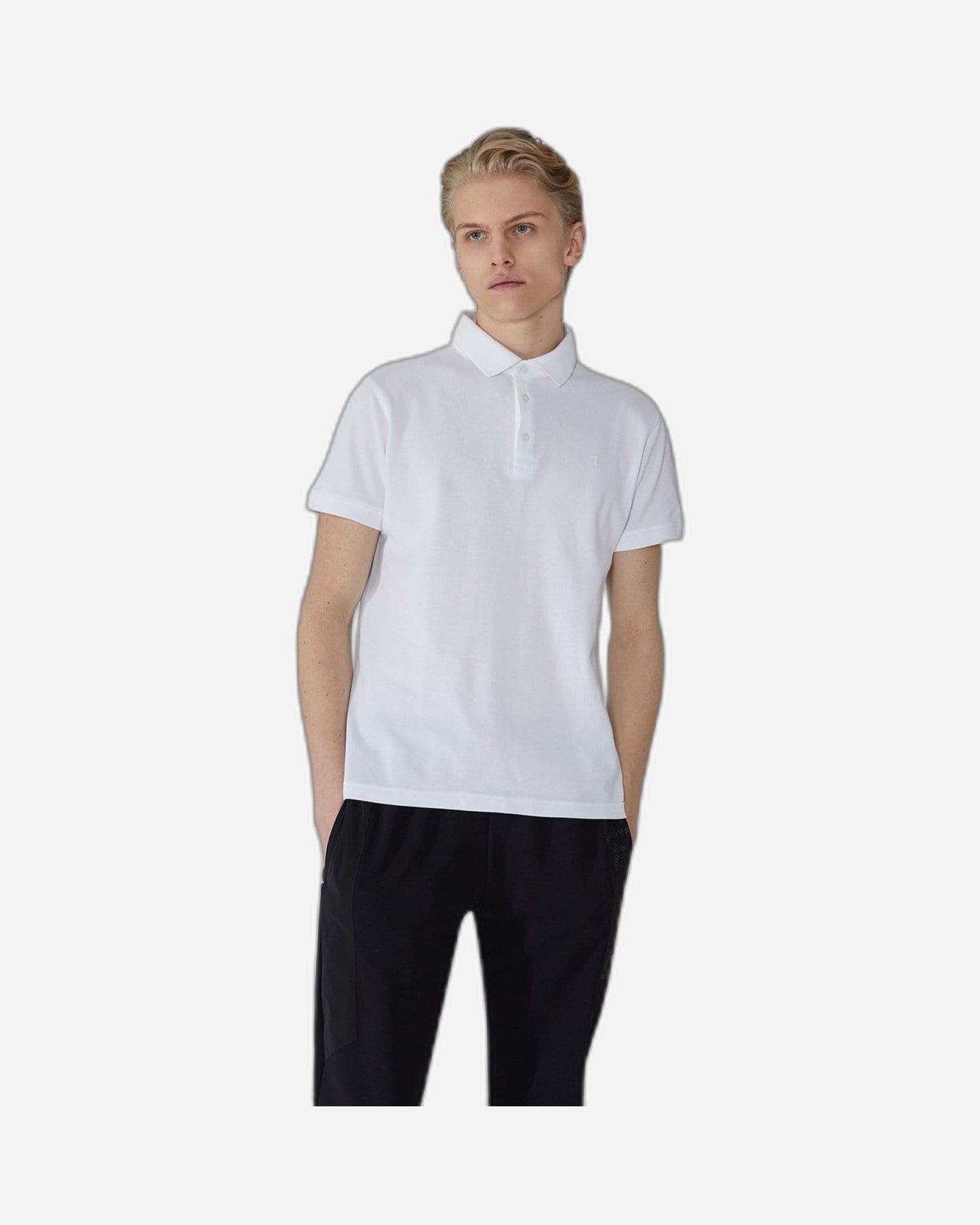 Trussardi Pure Cotton Piquet Solid Polo Shirt - White - 52T00349