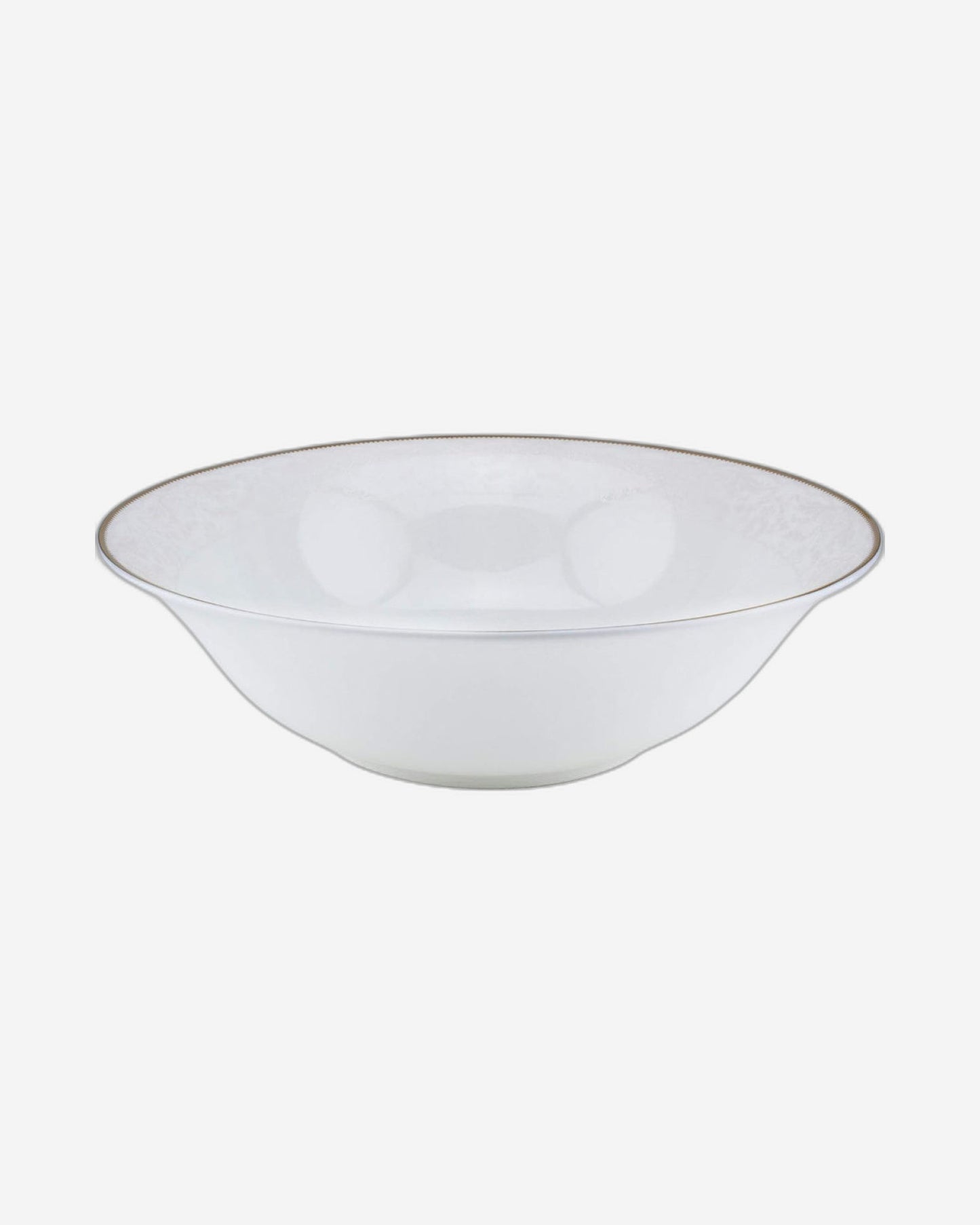 Shallow Porcelain Sahara Bowl with Gold Rim, White, 23 cm, Elegant Porcelain Serving Bowl for Soup, Salad & Desserts
