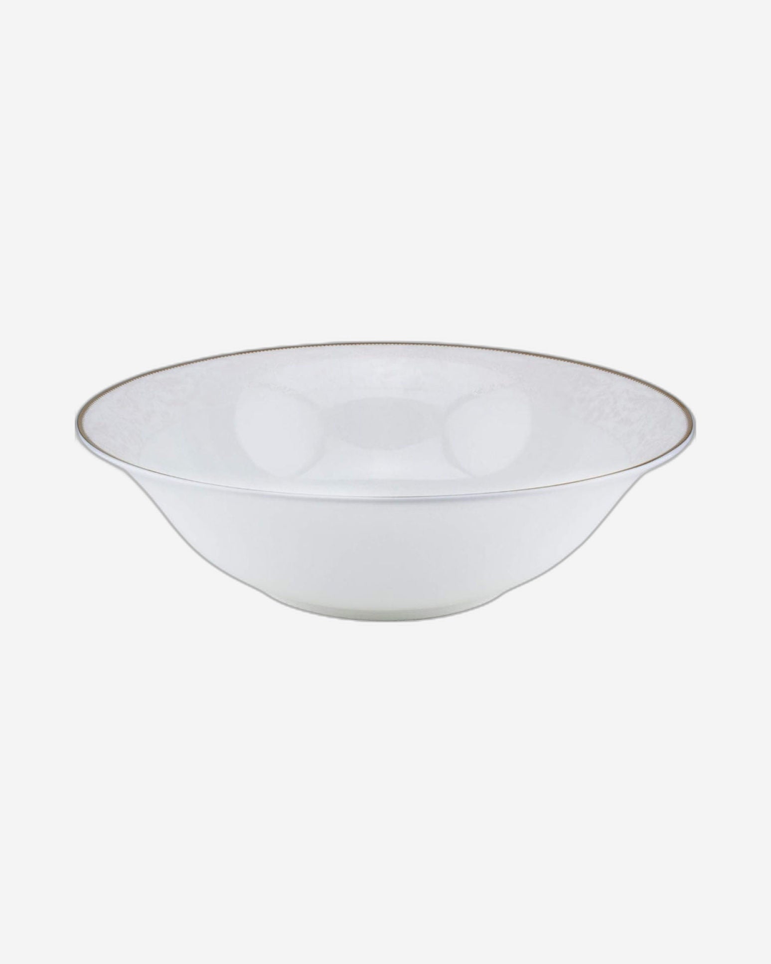Shallow Porcelain Sahara Bowl with Gold Rim, White, 23 cm, Elegant Porcelain Serving Bowl for Soup, Salad & Desserts