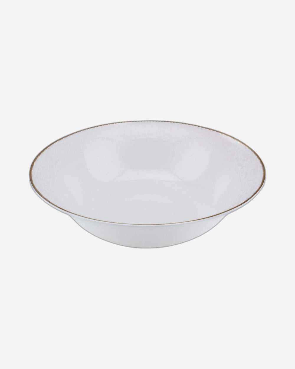 Shallow Porcelain Sahara Bowl with Gold Rim, White, 23 cm, Elegant Porcelain Serving Bowl for Soup, Salad & Desserts