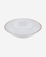 Shallow Porcelain Sahara Bowl with Gold Rim, White, 23 cm, Elegant Porcelain Serving Bowl for Soup, Salad & Desserts