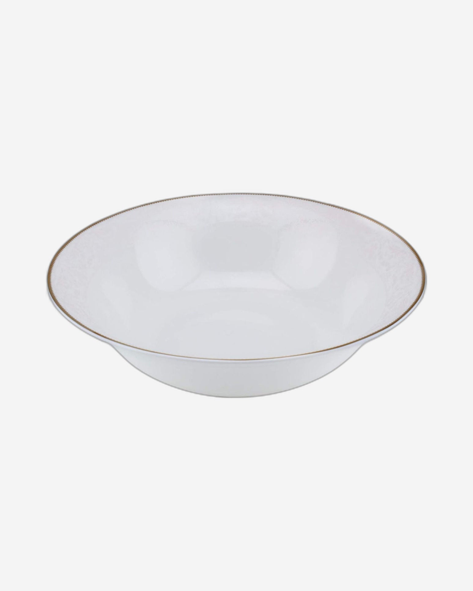 Shallow Porcelain Sahara Bowl with Gold Rim, White, 23 cm, Elegant Porcelain Serving Bowl for Soup, Salad & Desserts