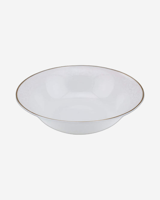 Shallow Porcelain Sahara Bowl with Gold Rim, White, 23 cm, Elegant Porcelain Serving Bowl for Soup, Salad & Desserts