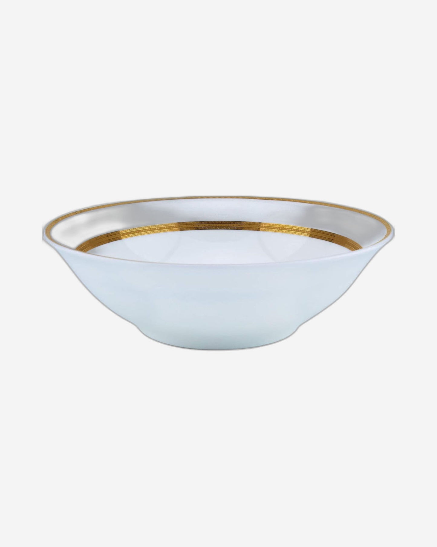Shallow Porcelain Royal Bowl with Gold Rim, White, 23 cm, Elegant Serving Bowl for Soup, Salad, Dessert & More