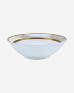 Shallow Porcelain Royal Bowl with Gold Rim, White, 23 cm, Elegant Serving Bowl for Soup, Salad, Dessert & More