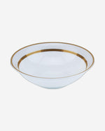 Shallow Porcelain Royal Bowl with Gold Rim, White, 23 cm, Elegant Serving Bowl for Soup, Salad, Dessert & More