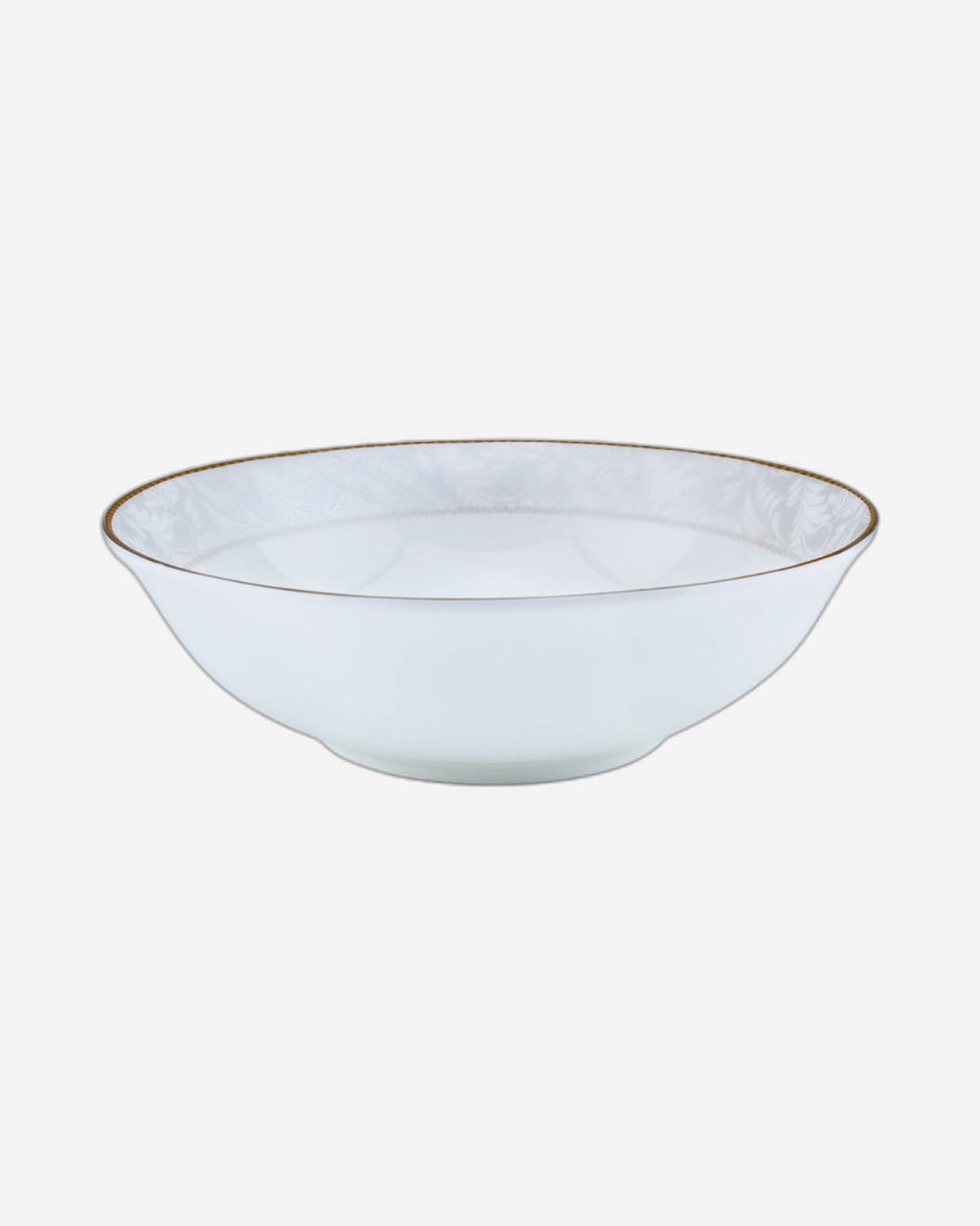 Shallow Porcelain Elegance Bowl with Gold Rim, White, 23 cm, Elegant Serving Bowl for Soup, Salad, Dessert & More