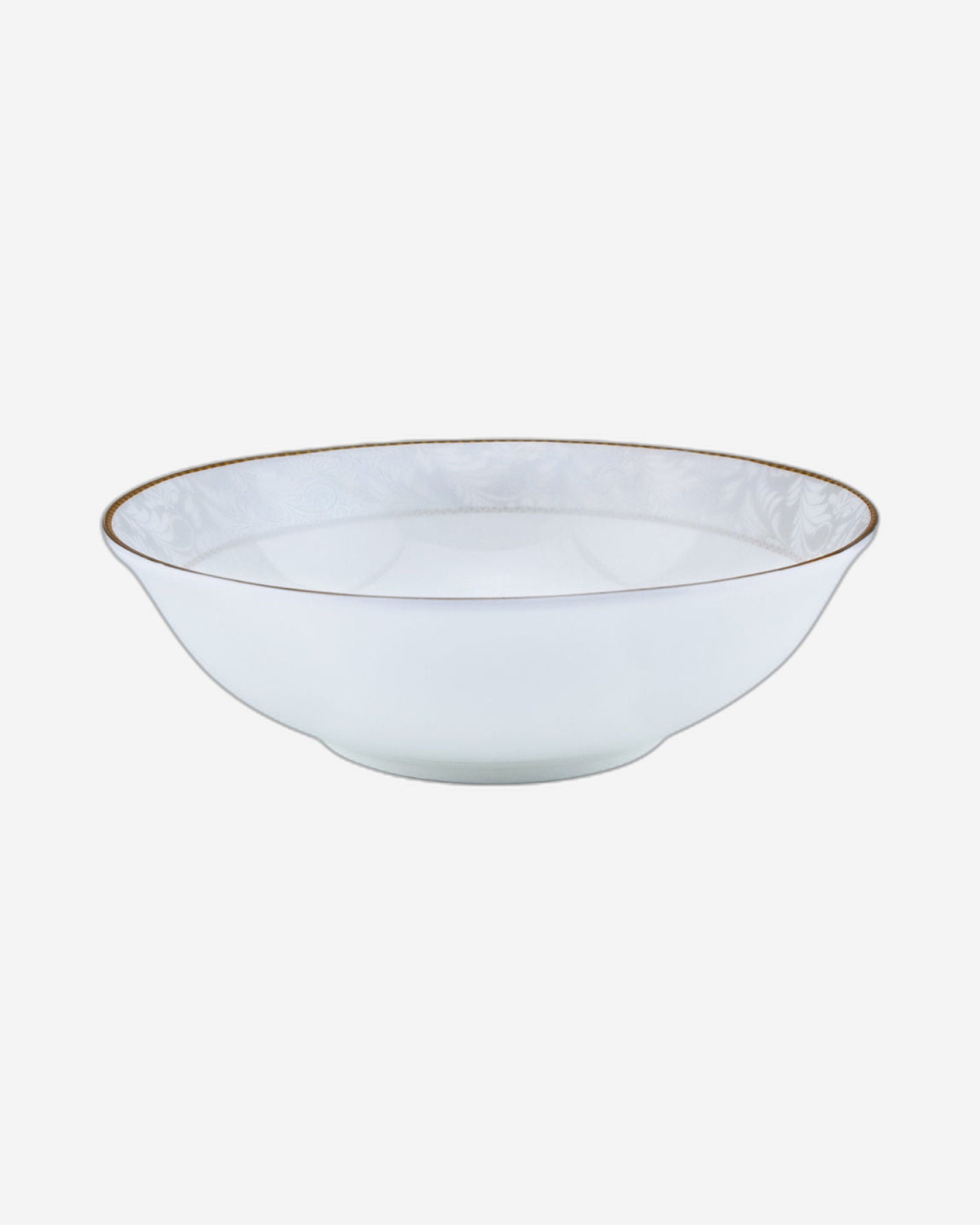 Shallow Porcelain Elegance Bowl with Gold Rim, White, 23 cm, Elegant Serving Bowl for Soup, Salad, Dessert & More