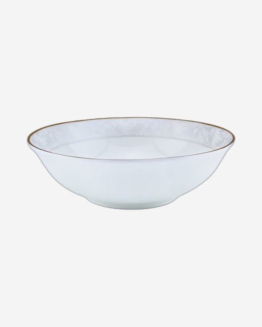 Shallow Porcelain Elegance Bowl with Gold Rim, White, 23 cm, Elegant Serving Bowl for Soup, Salad, Dessert & More