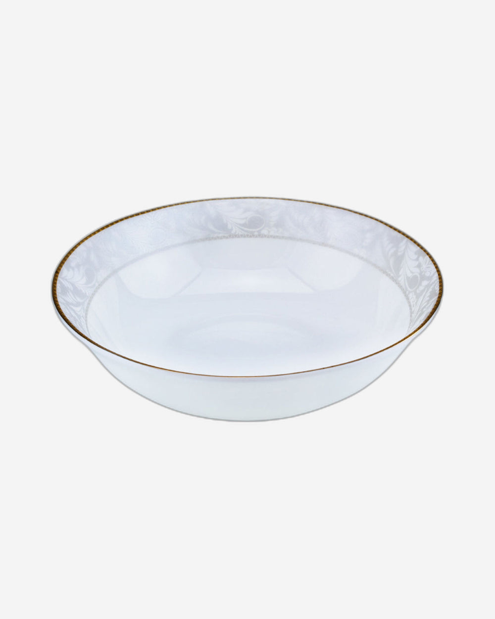 Shallow Porcelain Elegance Bowl with Gold Rim, White, 23 cm, Elegant Serving Bowl for Soup, Salad, Dessert & More