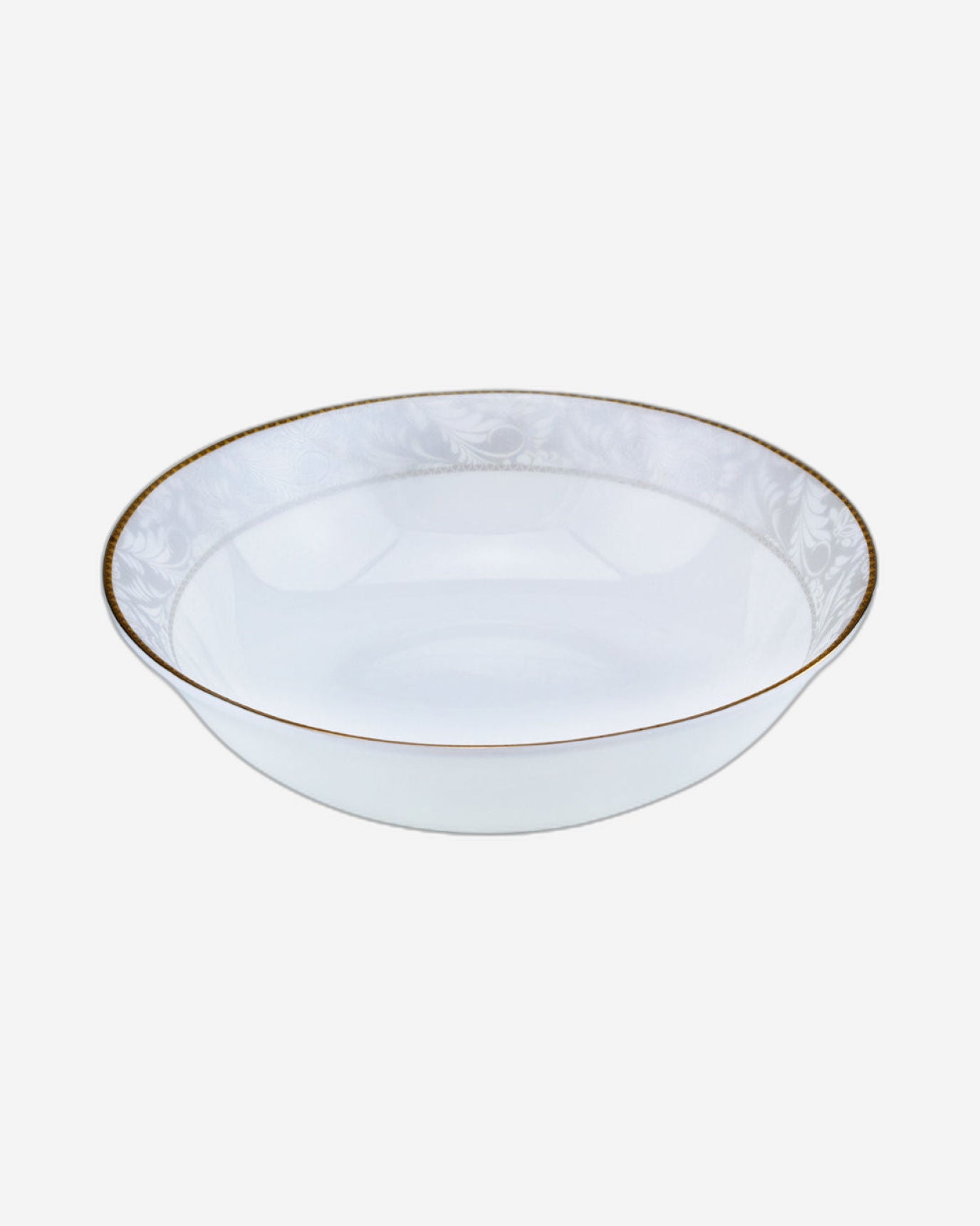 Shallow Porcelain Elegance Bowl with Gold Rim, White, 23 cm, Elegant Serving Bowl for Soup, Salad, Dessert & More
