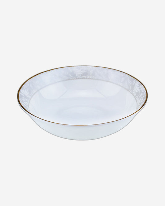 Shallow Porcelain Elegance Bowl with Gold Rim, White, 23 cm, Elegant Serving Bowl for Soup, Salad, Dessert & More