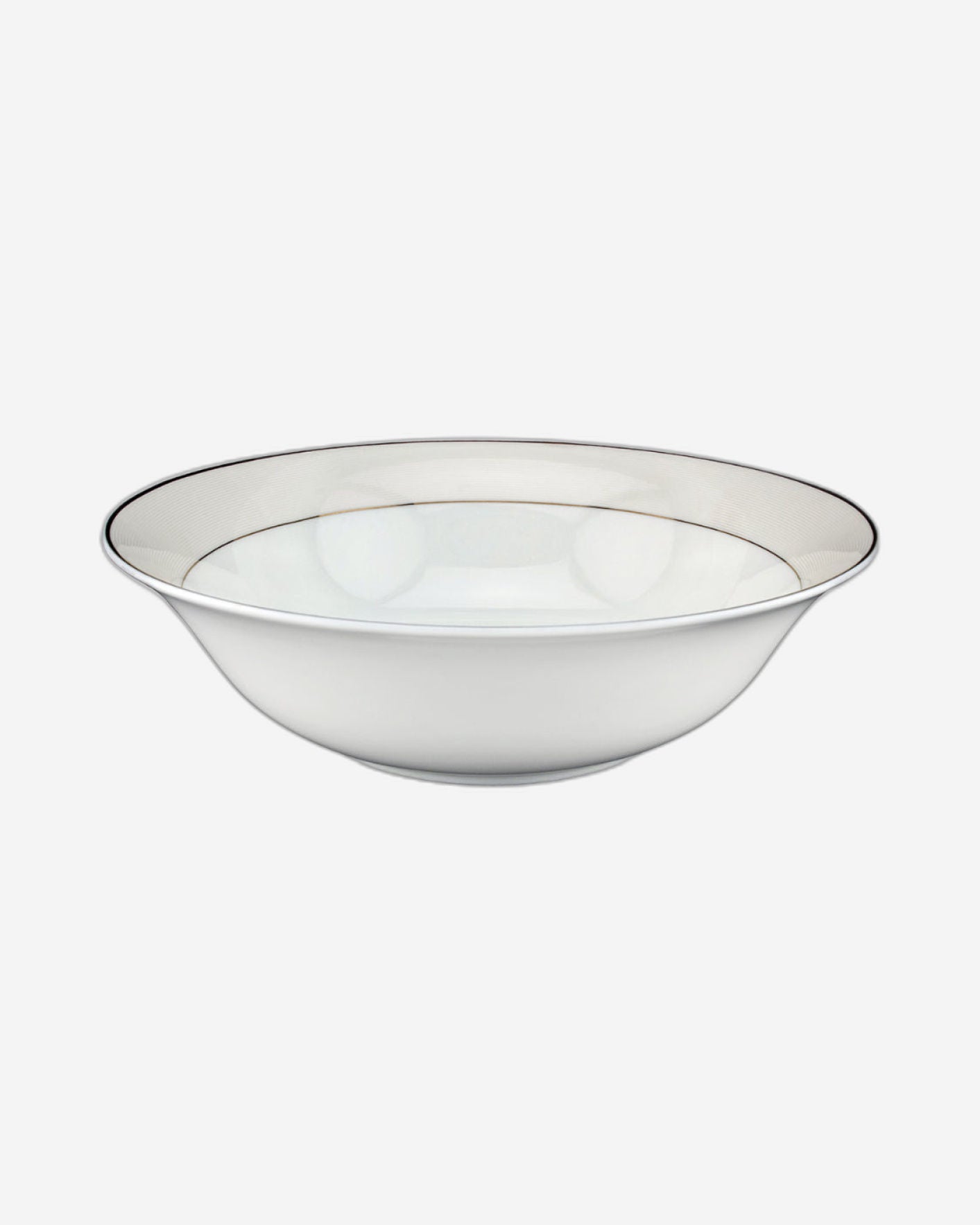 Shallow 23 cm Porcelain Platinum Bowl with Gold Rim, White, Elegant Serving Bowl for Soup, Salad, Dessert & More