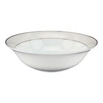 Shallow 23 cm Porcelain Platinum Bowl with Gold Rim, White, Elegant Serving Bowl for Soup, Salad, Dessert & More