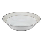 Shallow 23 cm Porcelain Platinum Bowl with Gold Rim, White, Elegant Serving Bowl for Soup, Salad, Dessert & More