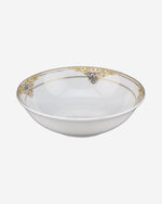 Shallow Porcelain Prestige Bowl with Gold Rim, White, 23 cm, Elegant Serving Bowl for Soup, Salad, Dessert & More