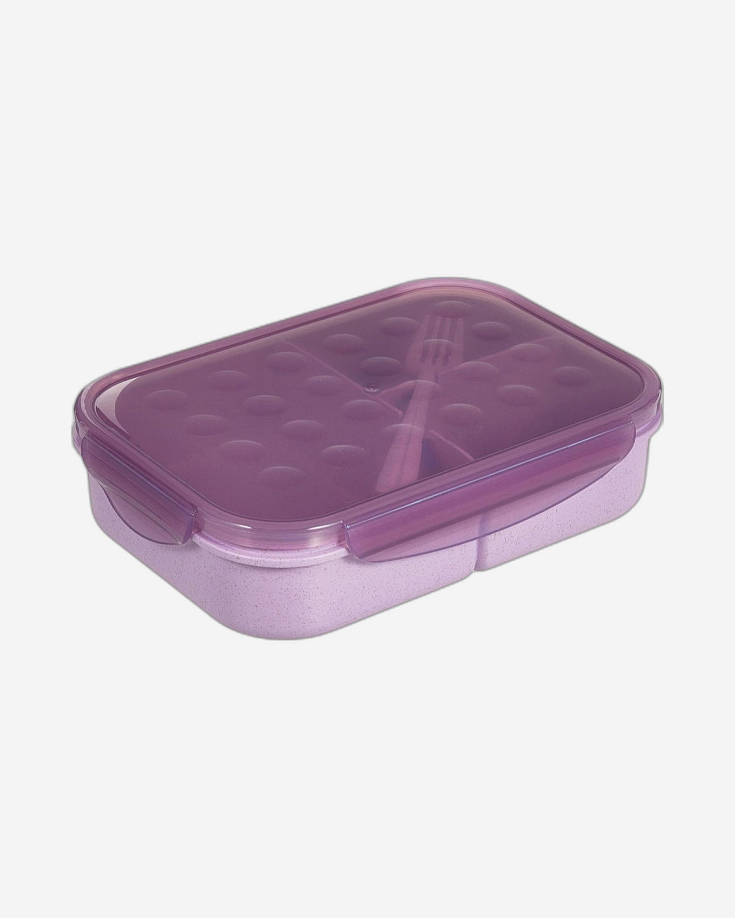 Nessan Wheat Fiber Lunch Box for Adults Containers Kids 3 Compartment Food (Flatware Included, Purple & Transparent) 1150ml