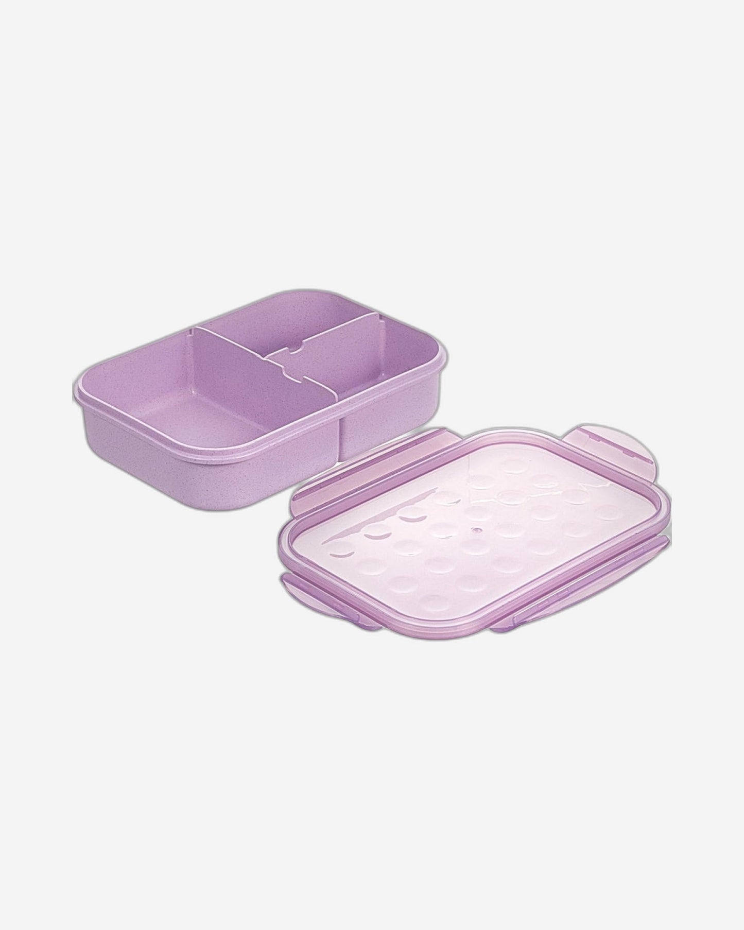Nessan Wheat Fiber Lunch Box for Adults Containers Kids 3 Compartment Food (Flatware Included, Purple & Transparent) 1150ml