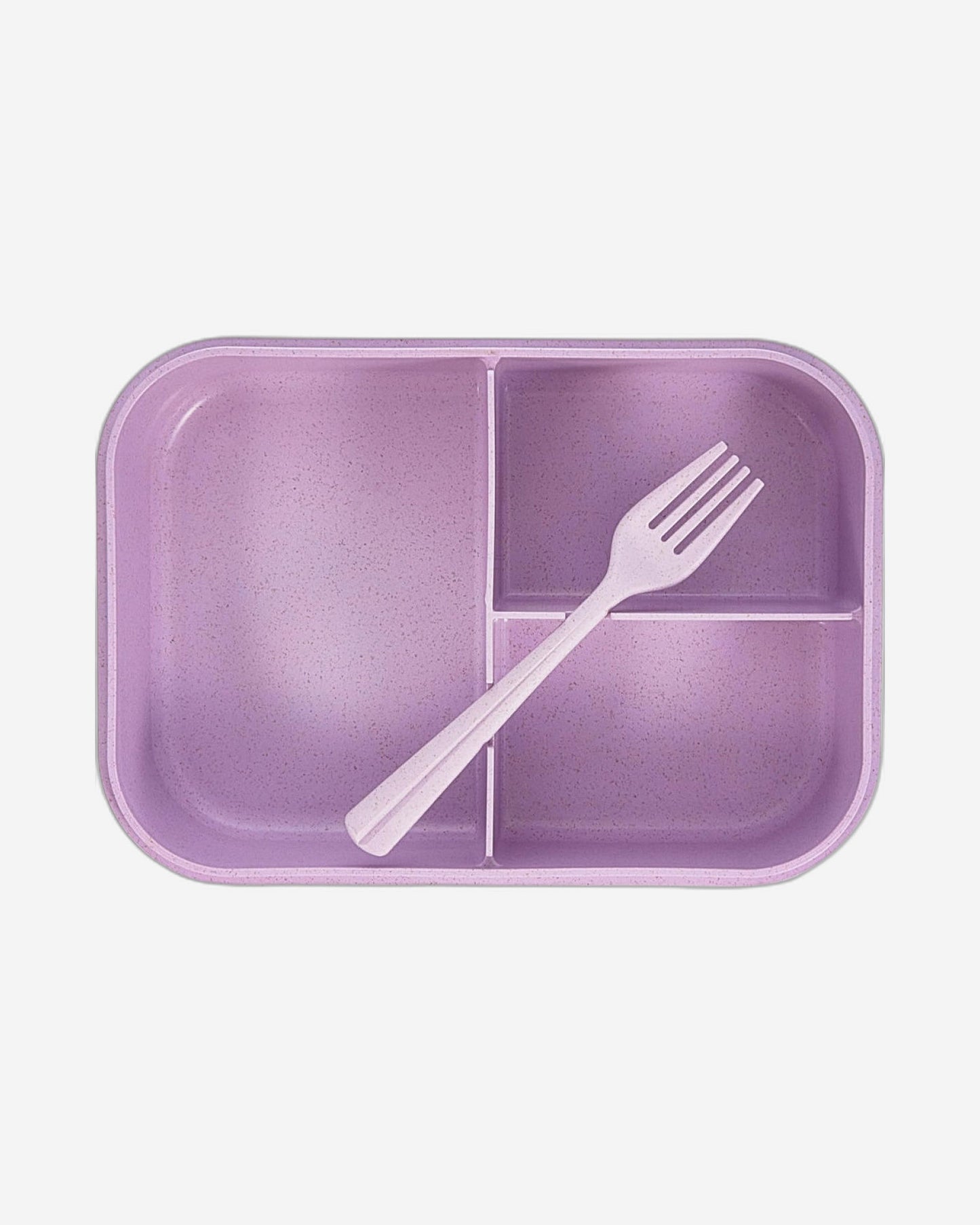 Nessan Wheat Fiber Lunch Box for Adults Containers Kids 3 Compartment Food (Flatware Included, Purple & Transparent) 1150ml
