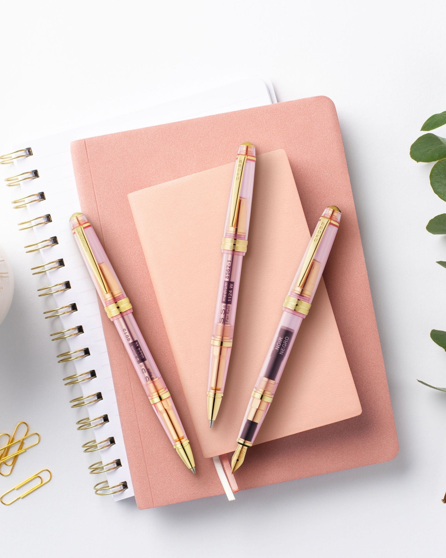 Cross Bailey Light Translucent Pink Sapphire Resin With Bright Chrome Internal Mechanism And Gold-Plated Appointments Extra-Fine Nib Fountain Pen