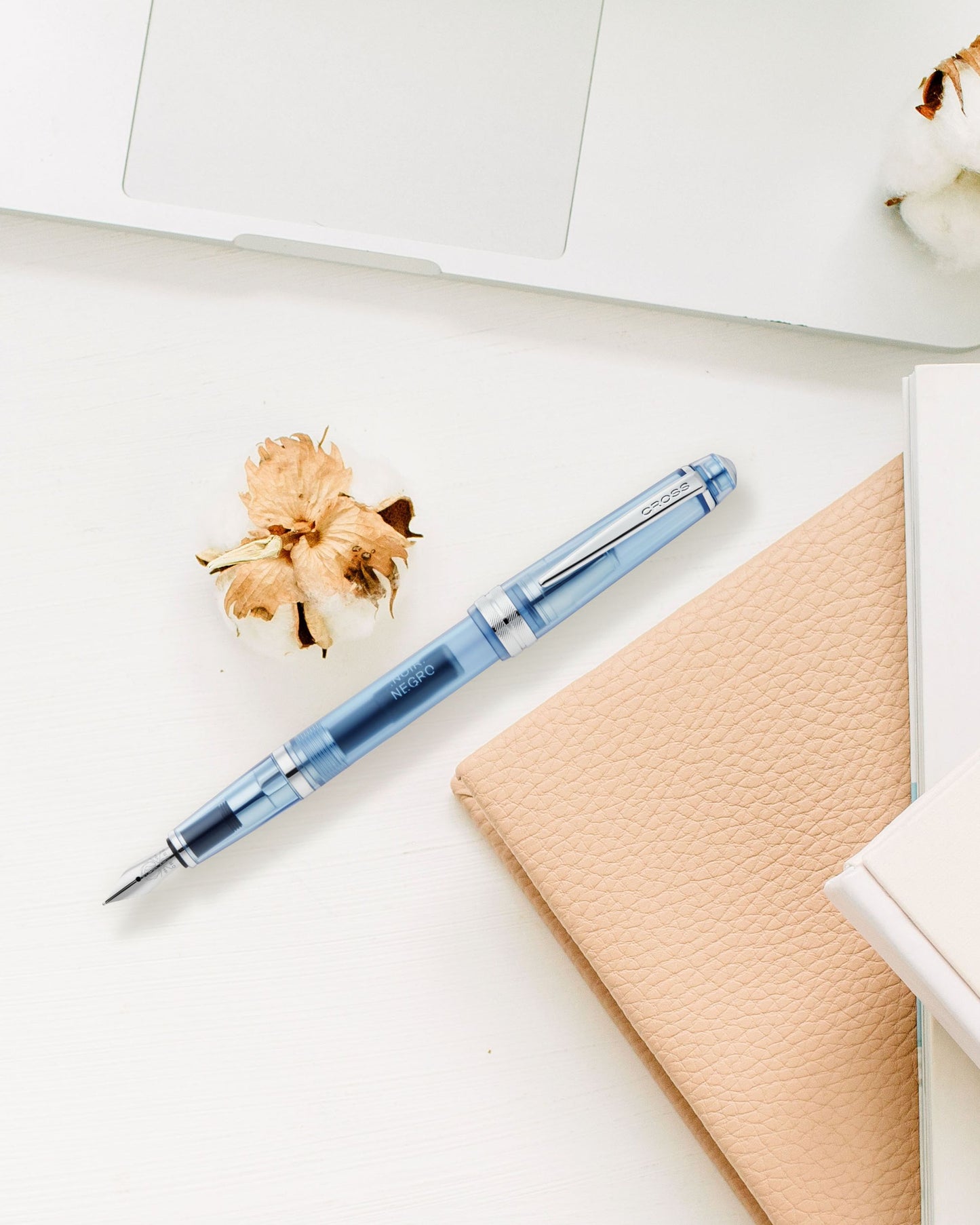 Cross Bailey Light Translucent Navy-Blue Resin Chrome-Plated Fountain Pen