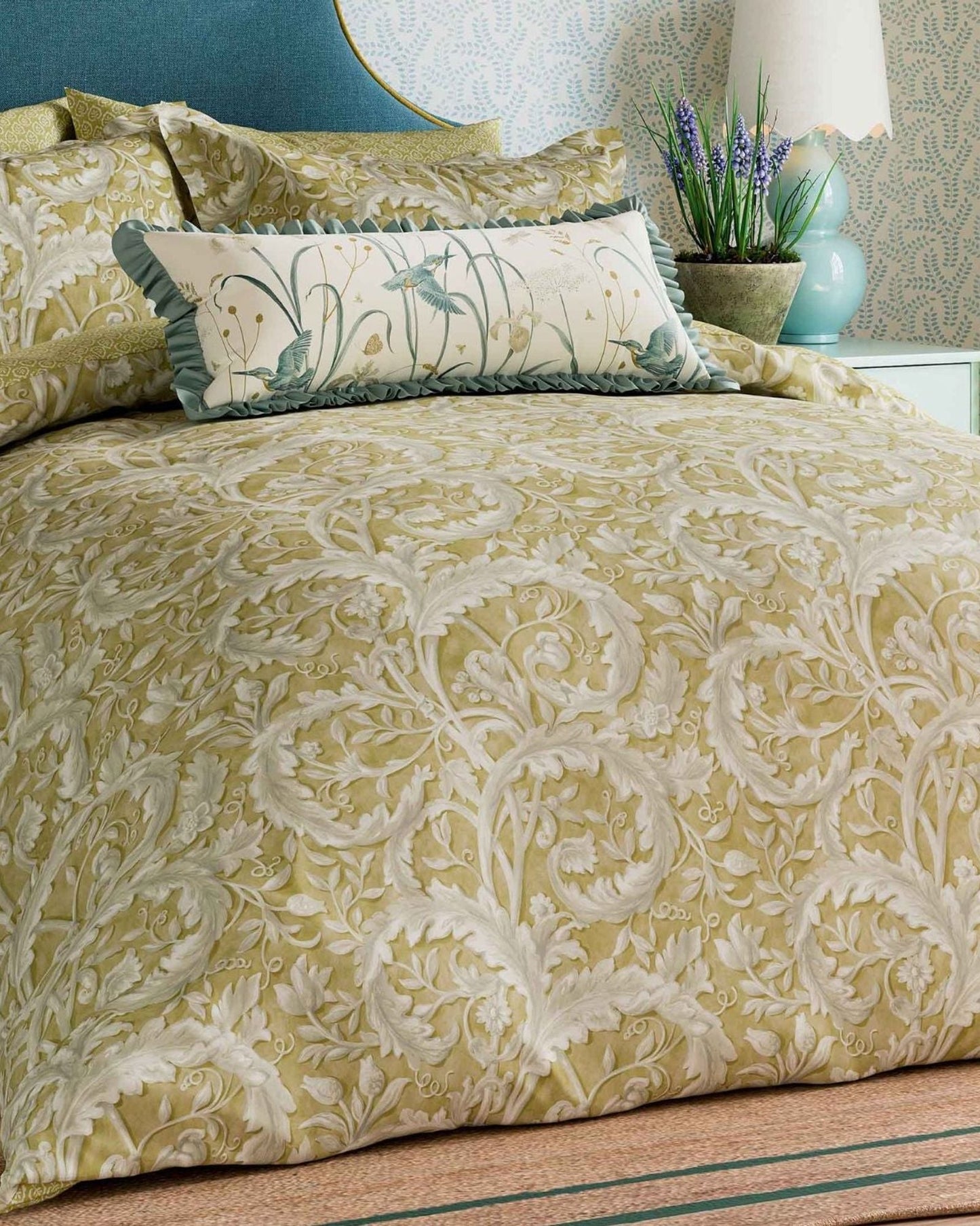Sanderson "Tila Lime" Duvet Cover Set in Gold