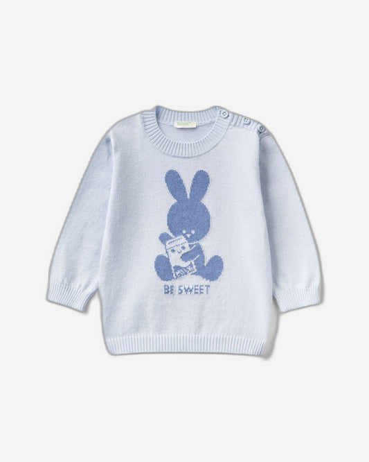 Warm cotton sweater with inlay