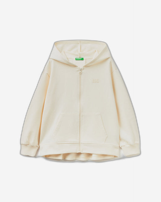 Zip-up sweatshirt with "BE" embroidery