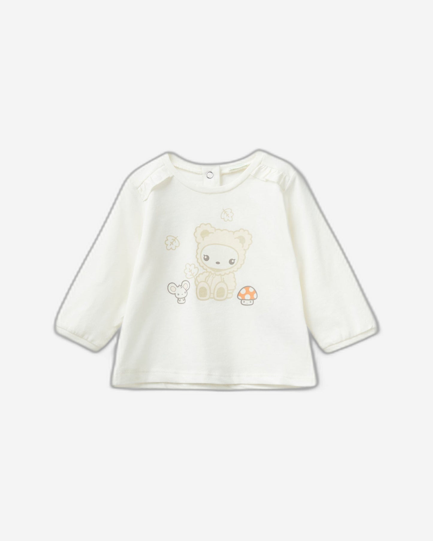 Animal Patterned T-Shirt with Frill Shoulders