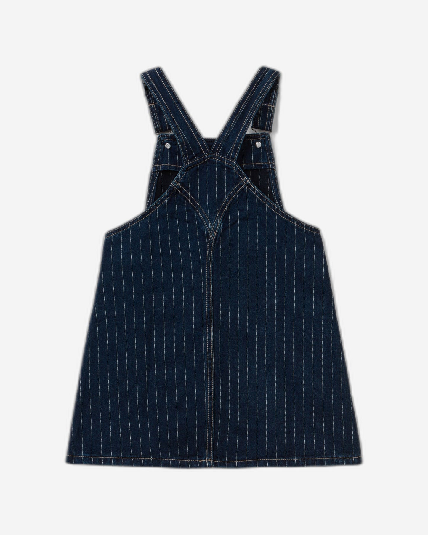 Denim overall skirt with pinstripes