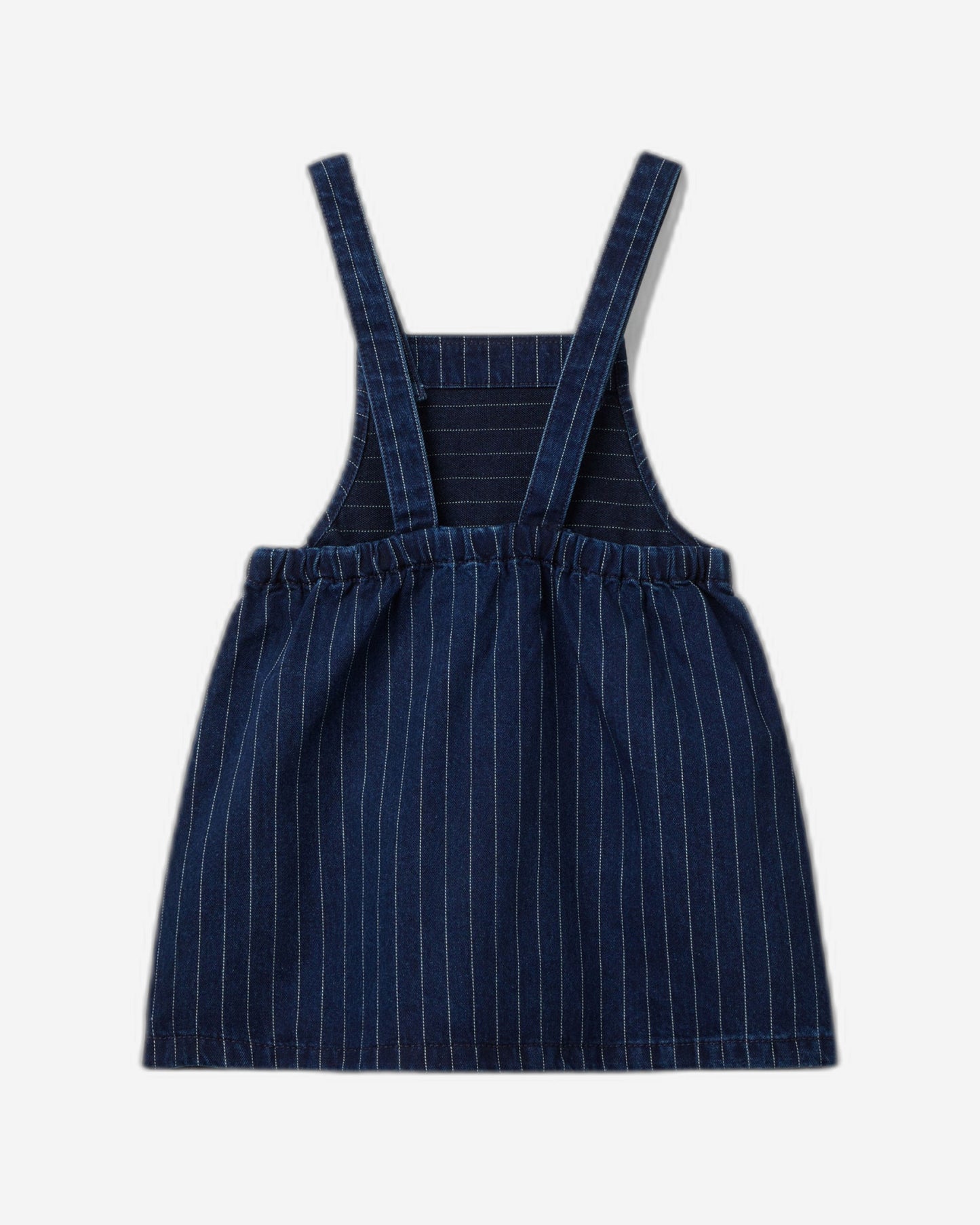 Denim overall skirt with pinstripes