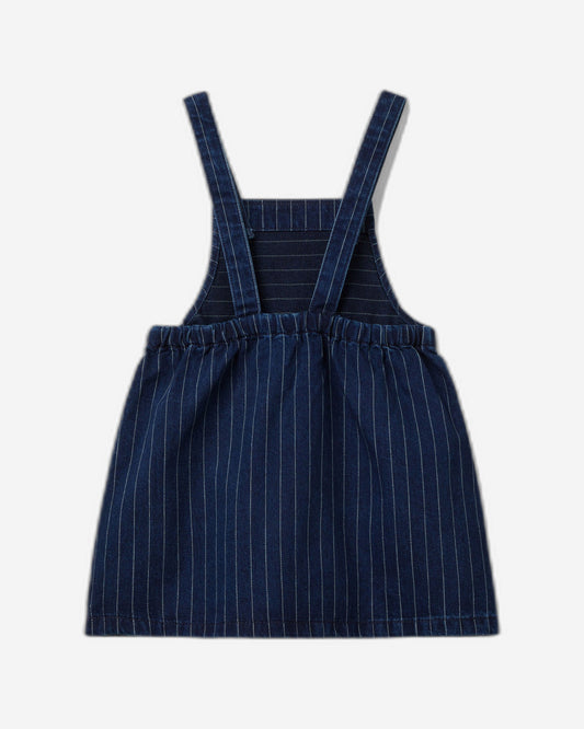 Denim overall skirt with pinstripes