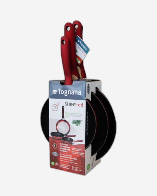 Tognana Shiny Red Frying Pan Set – 3 Pieces (20 cm, 24 cm, 28 cm)