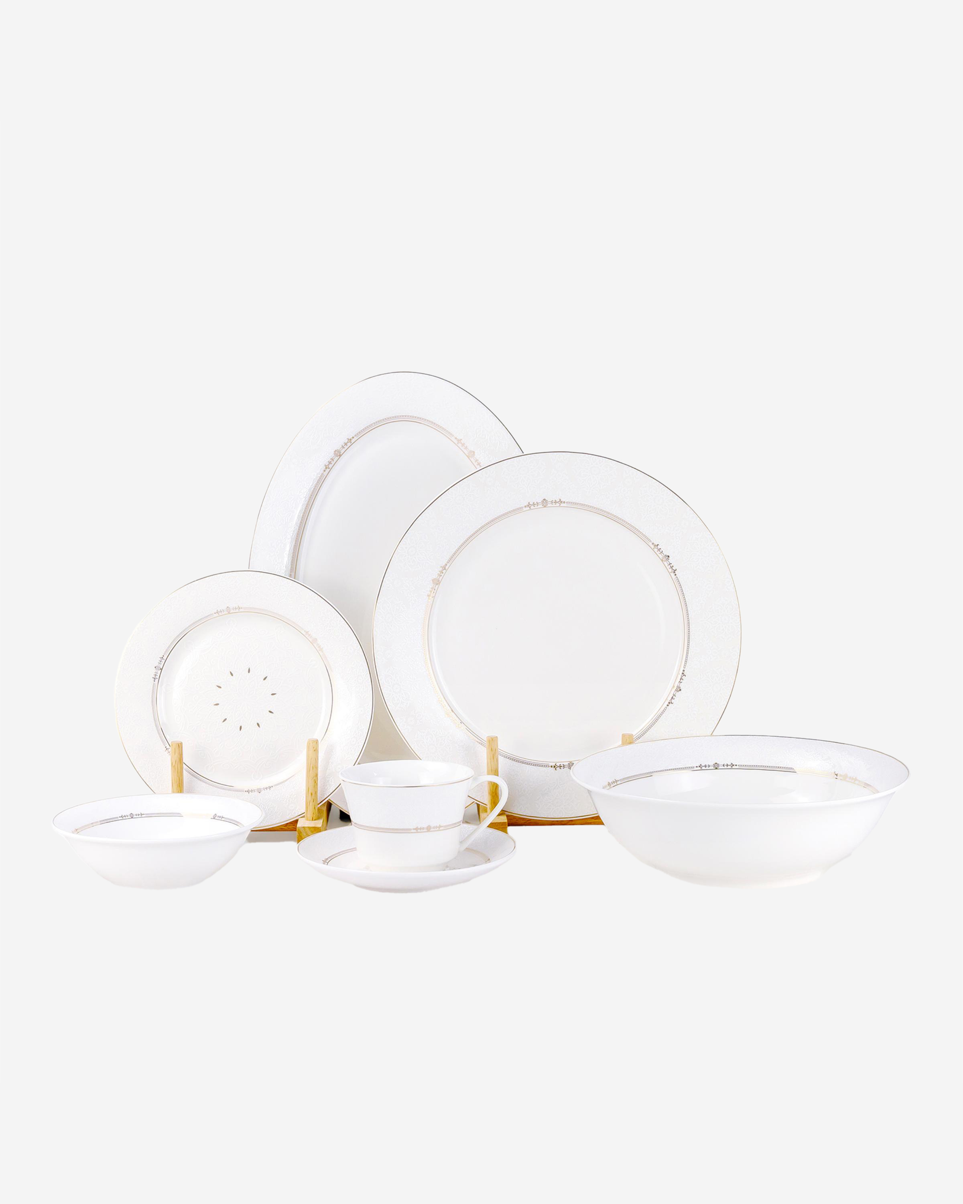Shallow ISLA Dinner Set 32 pcs Classic White with Serving Pieces