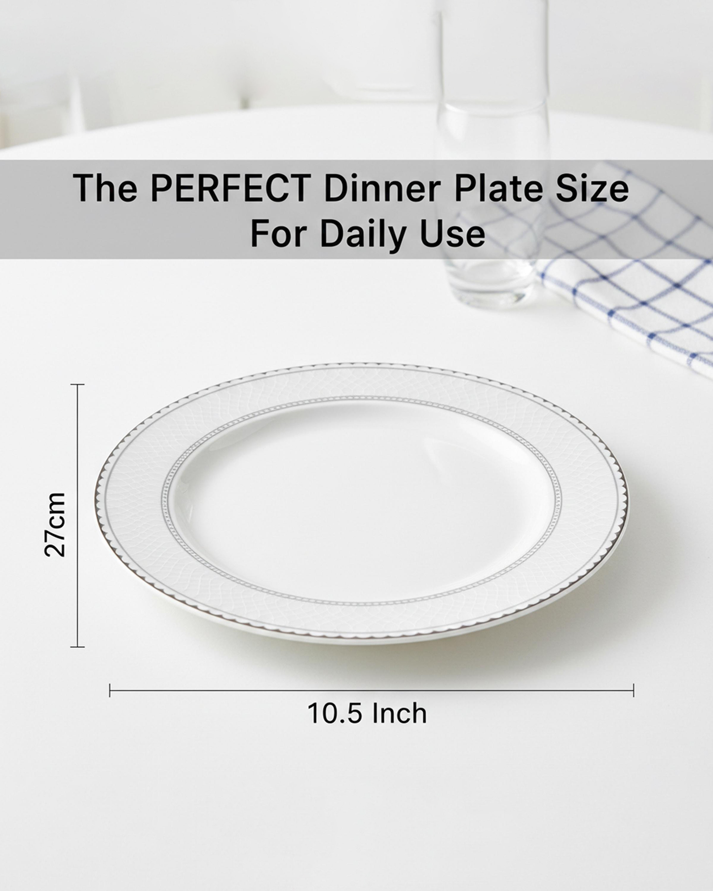 Shallow JUNA Dinner Plate 26.7 cm Elegant White with Texture